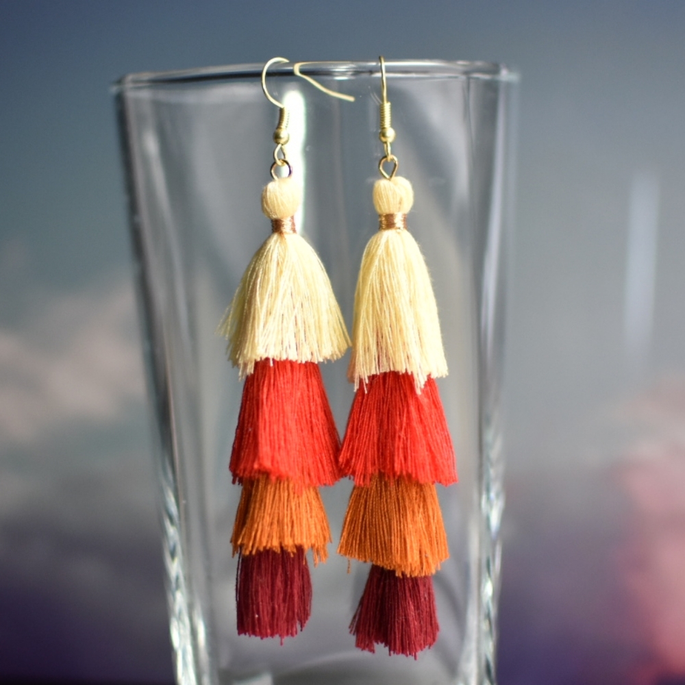 Four Color Tassel Earrings
